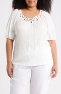MAX STUDIO Elbow Sleeve Yoke Top