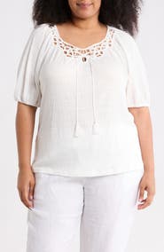 MAX STUDIO Elbow Sleeve Yoke Top