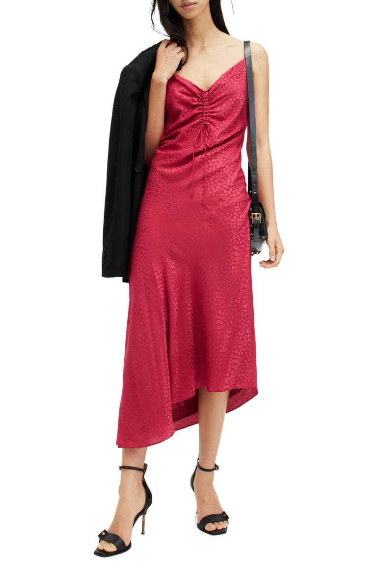 Alexia Heart Jacquard Asymmetric Slipdress, Alternate, color, BERRY PINK