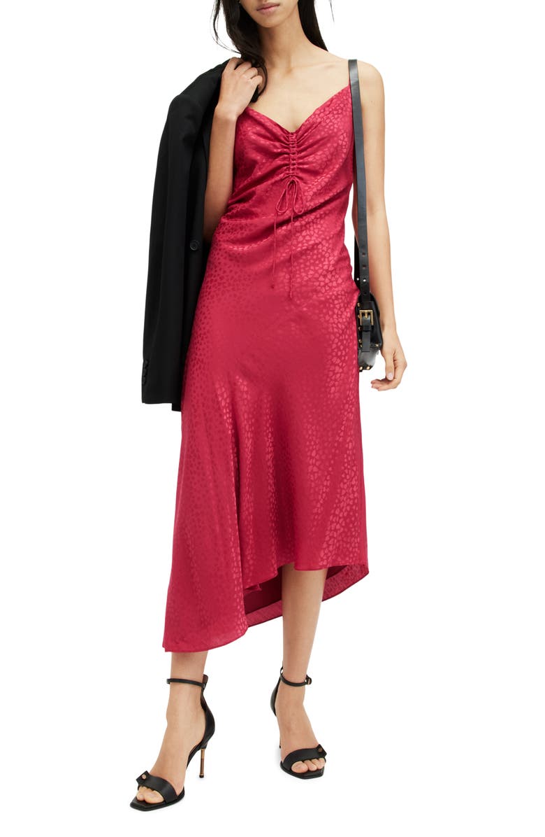 AllSaints Alexia Heart Jacquard Asymmetric Slipdress, Alternate, color, 