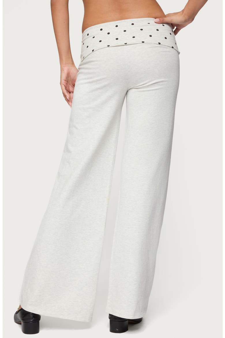 Reeva Polka Dot Foldover Pants, Alternate, color, LIGHT-GRAY-MELANGE