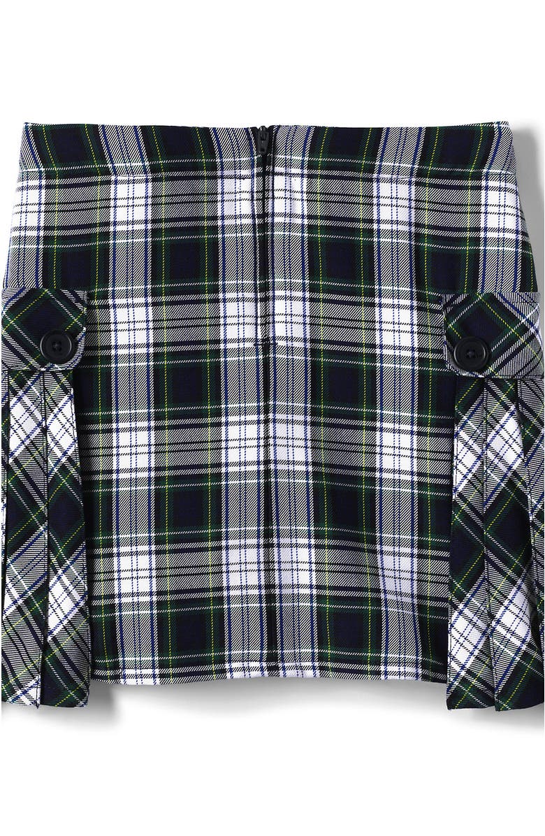 Lands' End Girls Plus Above the Knee Plaid Side Pleat Skort, Alternate, color, White Plaid