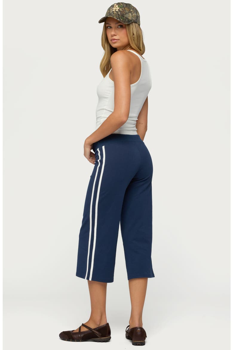 Zanele Side Stripe Capri Sweatpants, Alternate, color, NAVY-AND-WHITE
