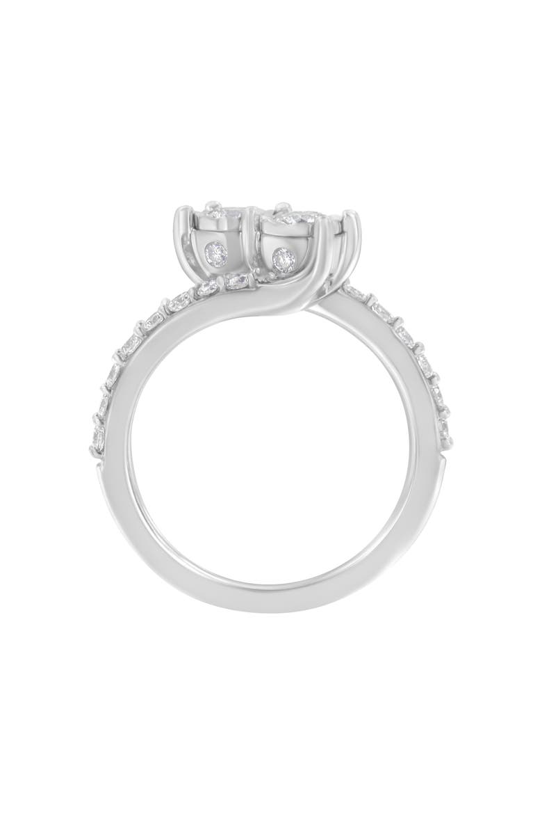 10K White Gold 1.0 Cttw Diamond Two-Stone Miracle-Set Bypass Ring, Alternate, color, White Gold