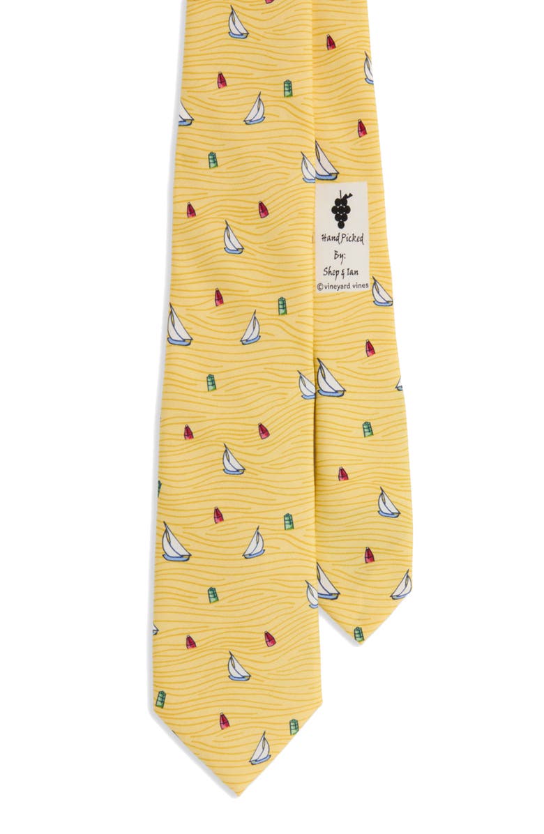 vineyard vines Kids' Sailboat Waves Silk Tie, Main, color, 