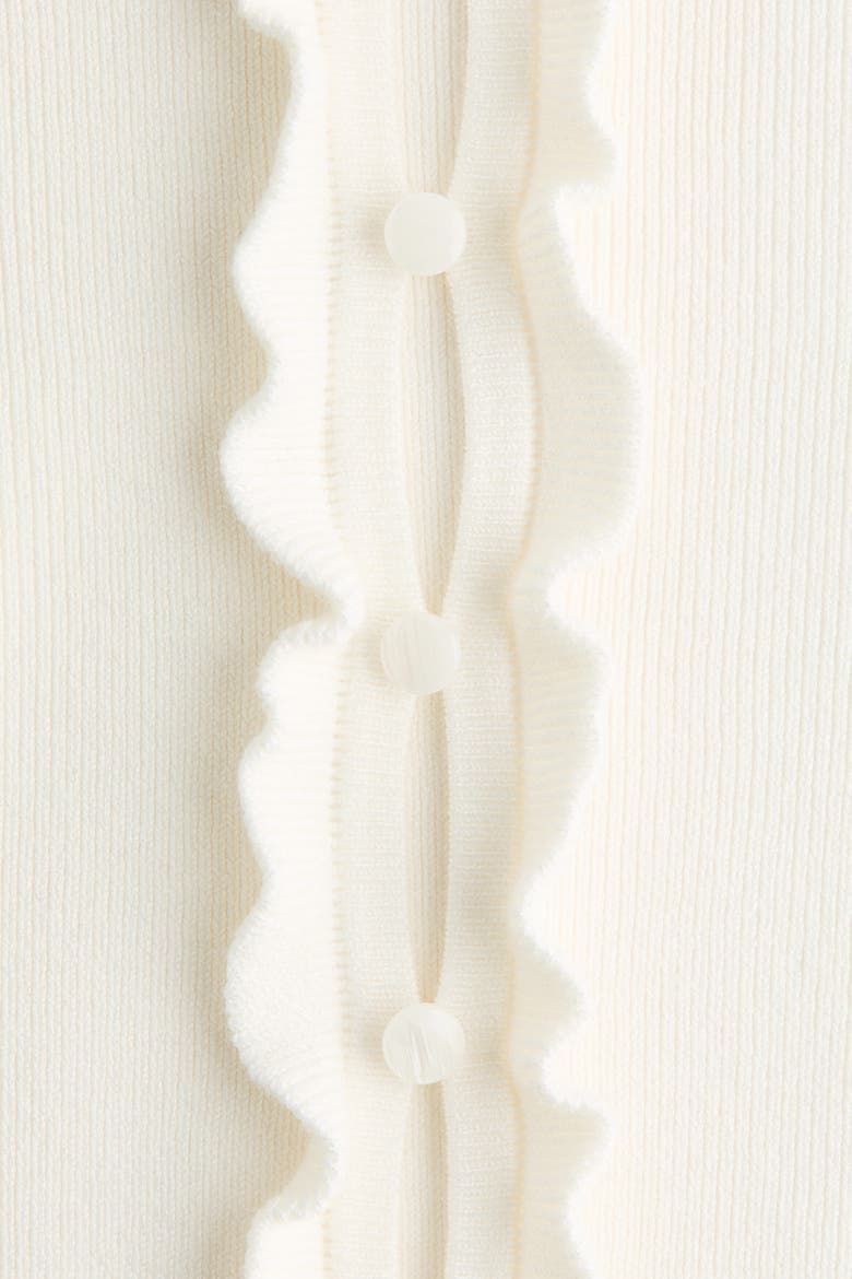 Ruffle-trimmed cardigan, Alternate, color, White