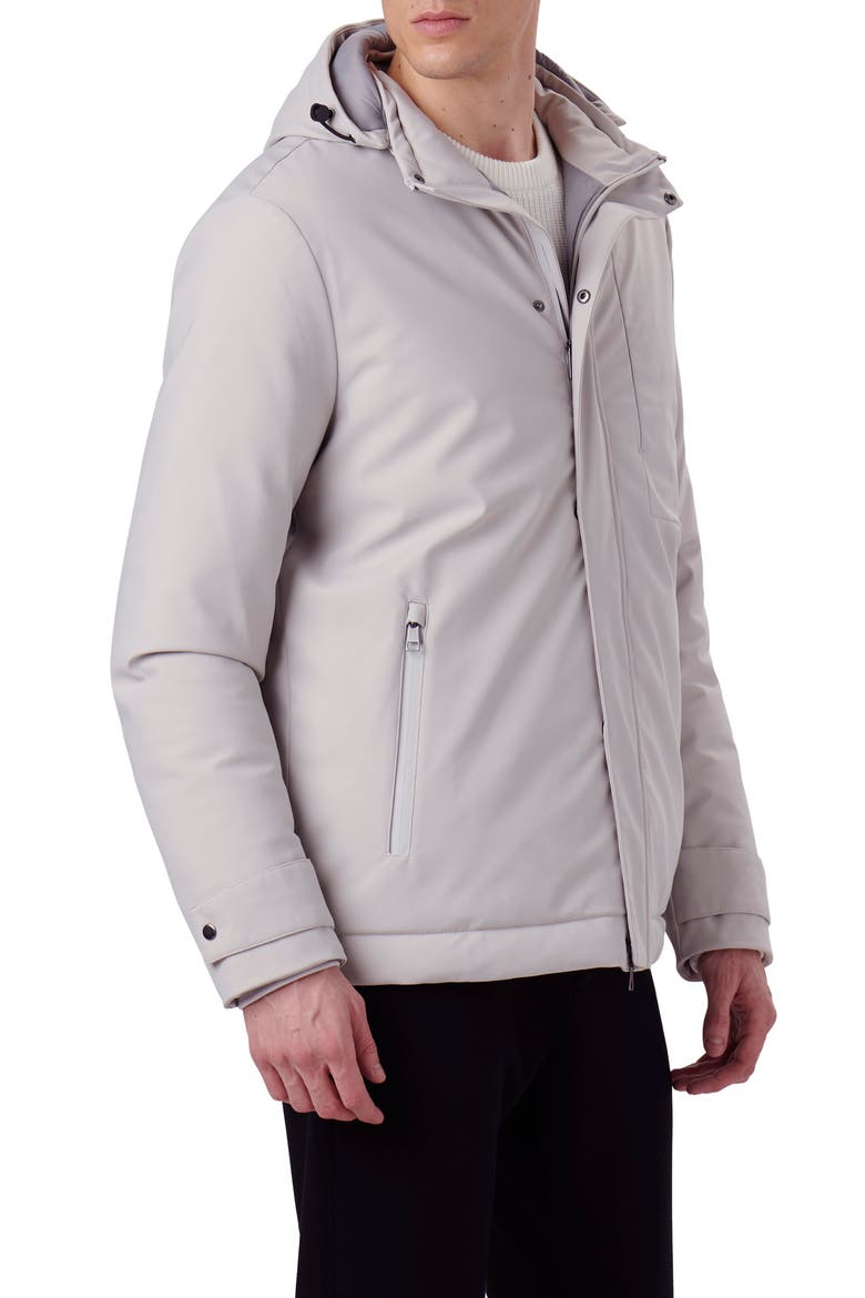 Full Zip Hooded Bomber Jacket, Alternate, color, STONE