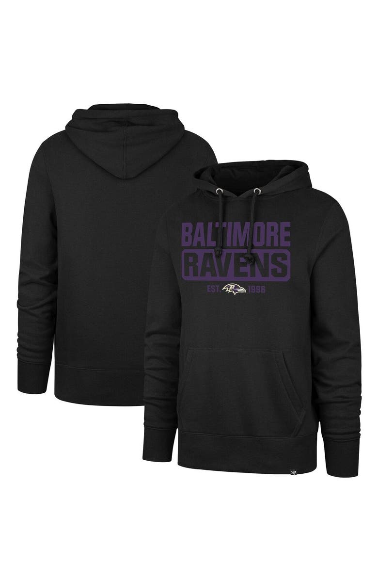 '47 Men's '47 Black Baltimore Ravens Box Out Headline Pullover Hoodie, Alternate, color, 