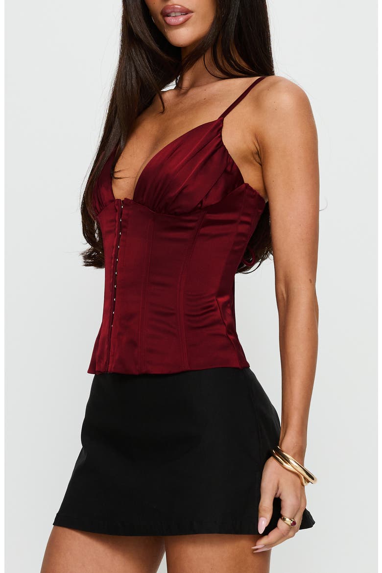 Scorsese Satin Corset Top, Alternate, color, RED