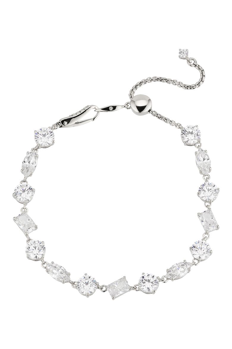 Large Cubic Zirconia Slider Bracelet, Main, color, RHODIUM