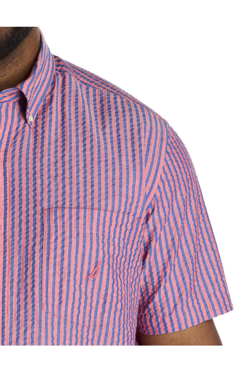 Nautica Big & Tall Seersucker Striped Sport Shirt, Alternate, color, Rose Coral