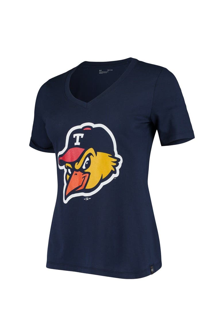 Women's Under Armour Navy Toledo Mud Hens Performance V-Neck T-Shirt, Alternate, color, Navy