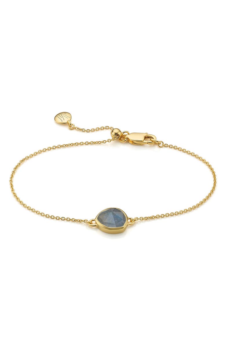 Monica Vinader 18K Gold Vermeil Siren Labradorite Charm Bracelet, Alternate, color, Gp