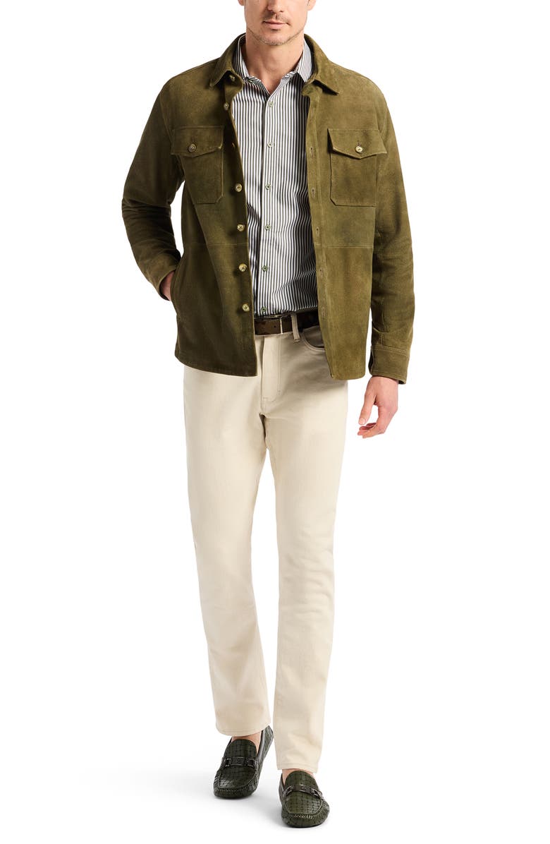 Robert Graham Manzo Goatskin Suede Field Jacket, Alternate, color, Olive