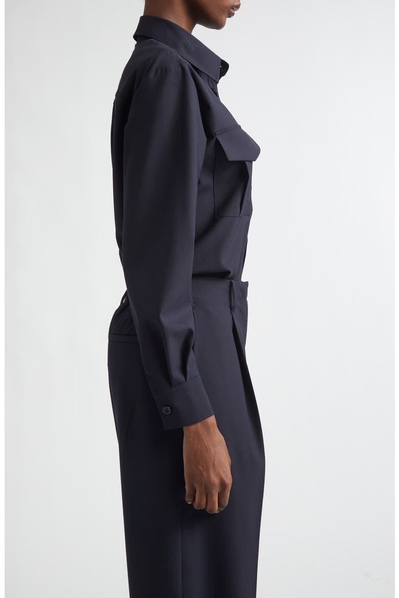 Oversize Lightweight Stretch Blend Button-Up Shirt, Alternate, color, 9200 NAVY