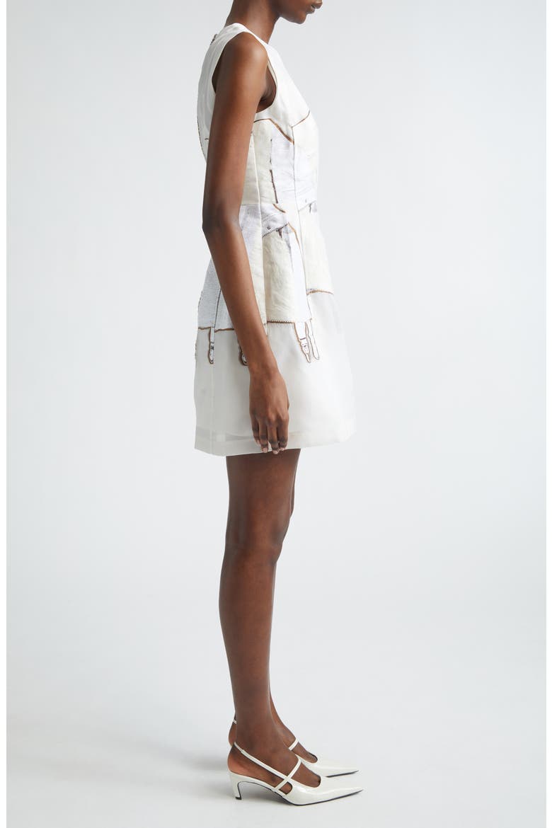 Collage Jacquard Organza Minidress, Alternate, color, CHALK/ PLASTER