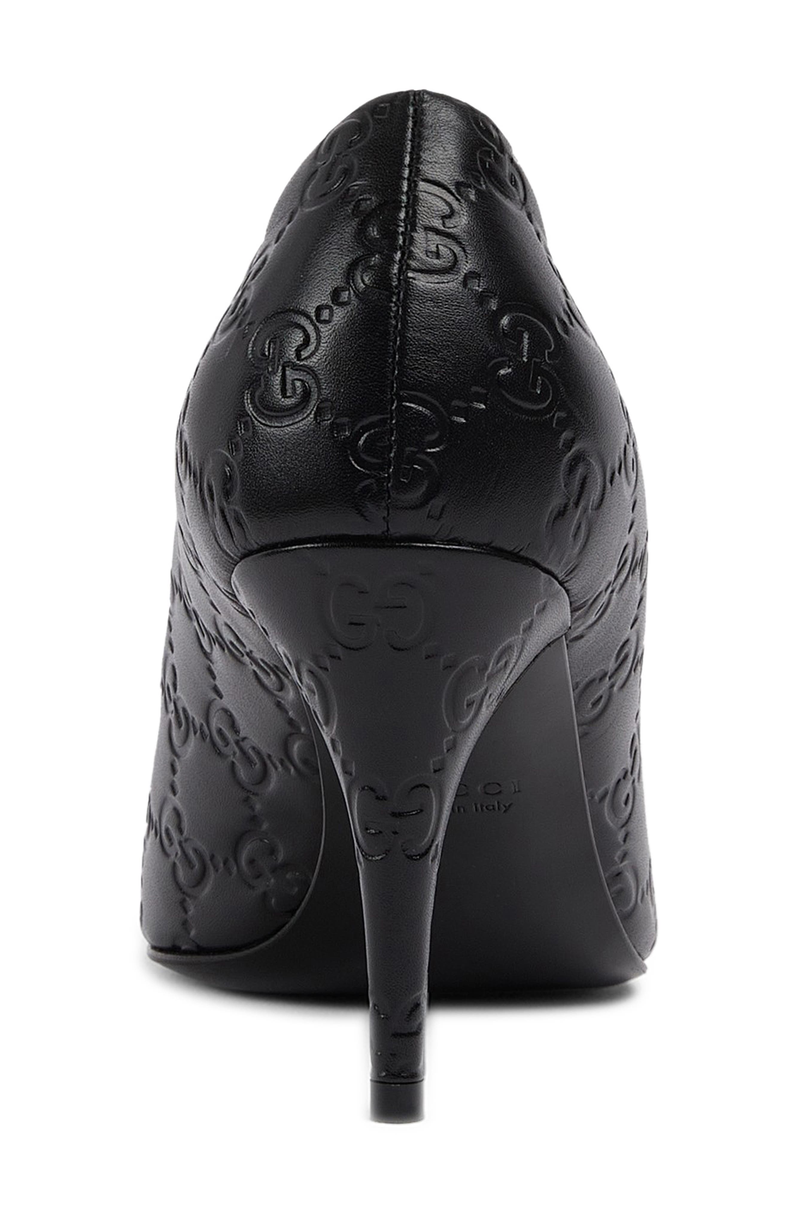 Gucci Erin Horsebit GG Embossed Leather Pump, Alternate, color, Black