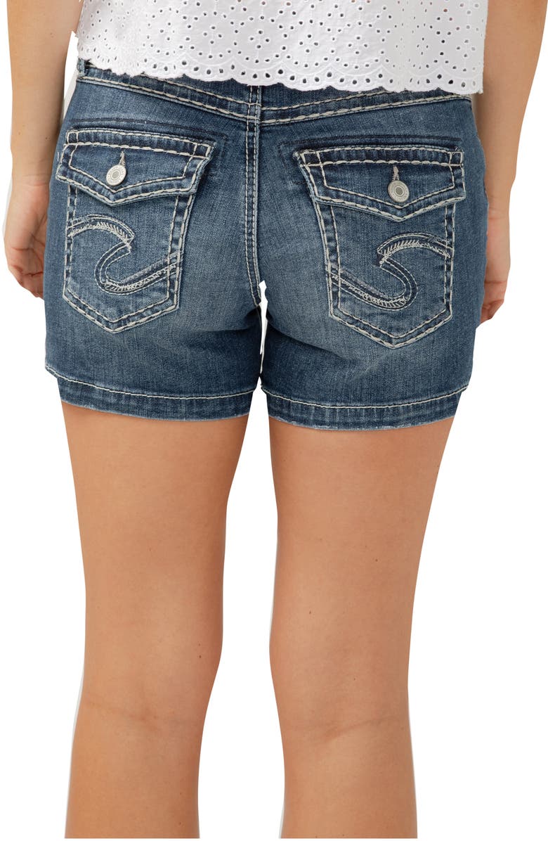 Silver Jeans Co. Suki Curvy Mid Rise Denim Shorts, Alternate, color, Indigo