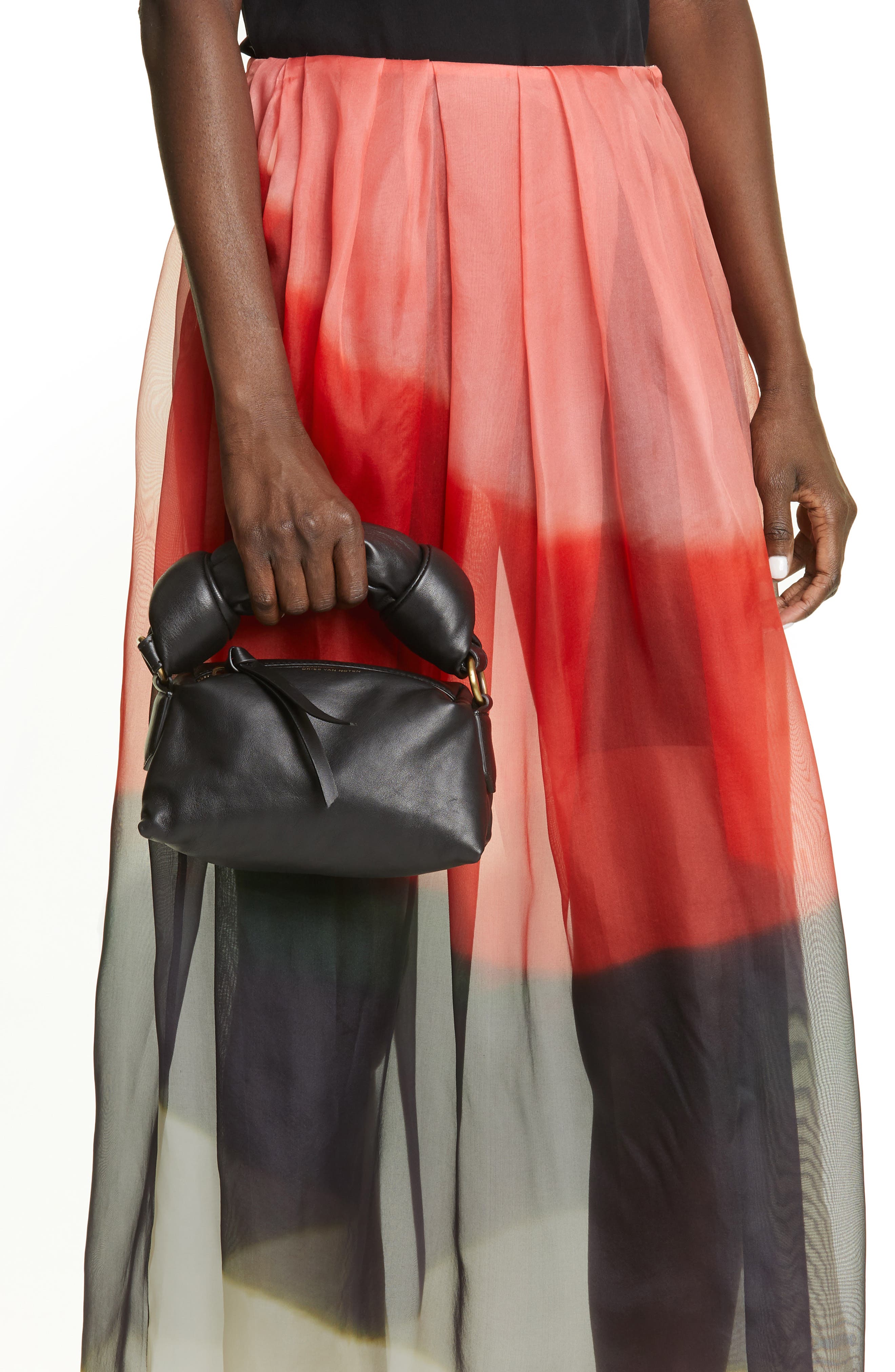 Dries Van Noten Knot Handle Leather Shoulder Bag, Alternate, color, 