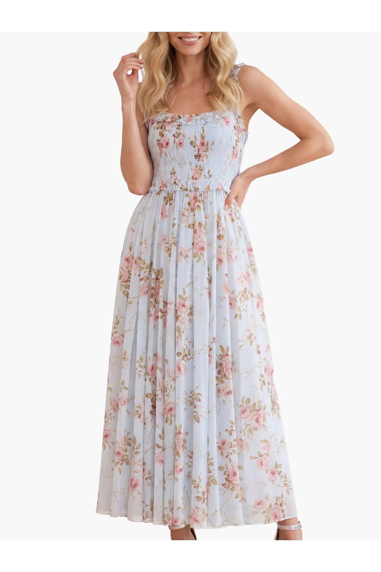Summer's Rose Chiffon Cami Ankle Gown, Main, color, Aqua