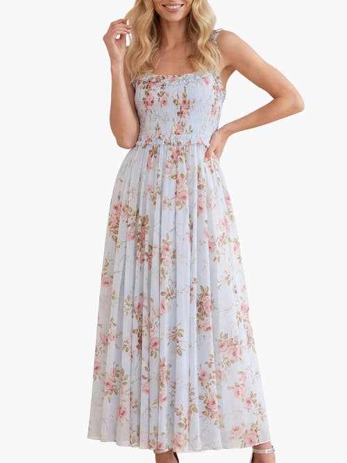 Needle & Thread Summer's Rose Chiffon Cami Ankle Gown in Aqua at Nordstrom, Size 6