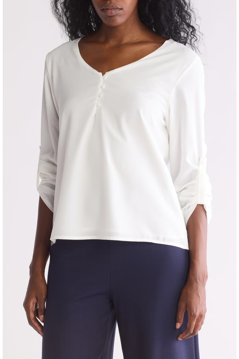 Button Back Long Sleeve Top, Main, color, OFF WHITE