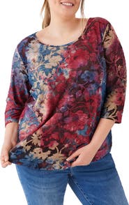 Karen Kane Floral Burnout Shirttail Top