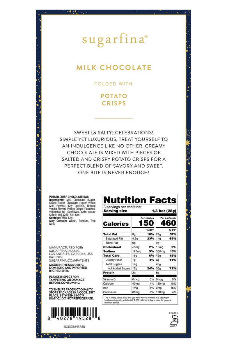 sugarfina Set of 4 Potato Crisp Chocolate Bars, Alternate, color,