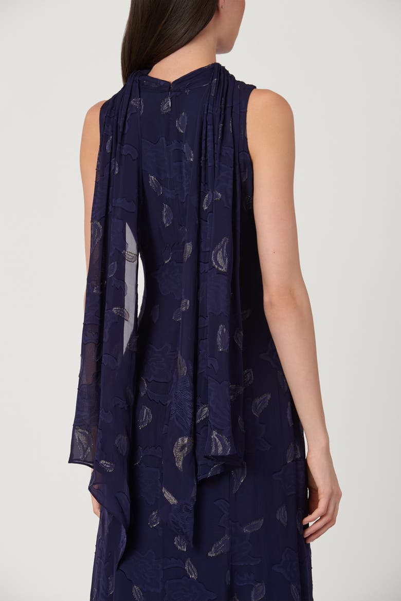 Midnight Lurex Clip Chiffon Quinn Dress, Alternate, color, Navy/Gold