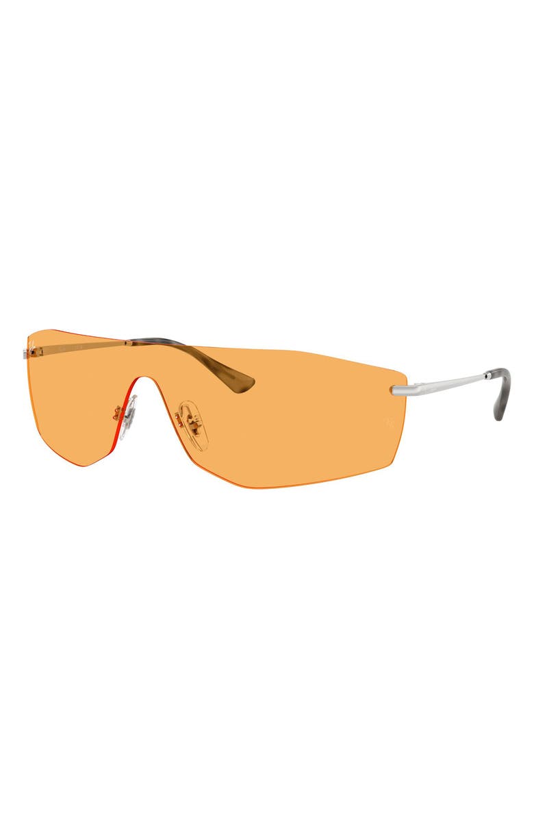 Ray-Ban Alix Bio-Based 141mm Rimless Shield Sunglasses, Alternate, color, Silver / Yellow