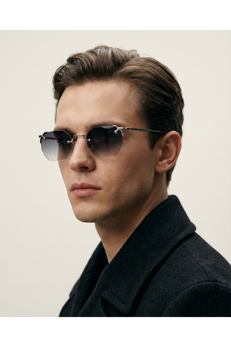 Mykono Rimless Sunglasses, Alternate, color, Black