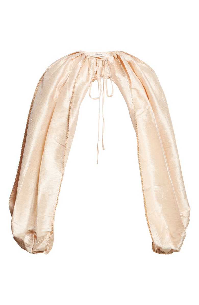 Diotima Balloon Sleeve Dupioni Silk Shrug, Alternate, color, Pearl