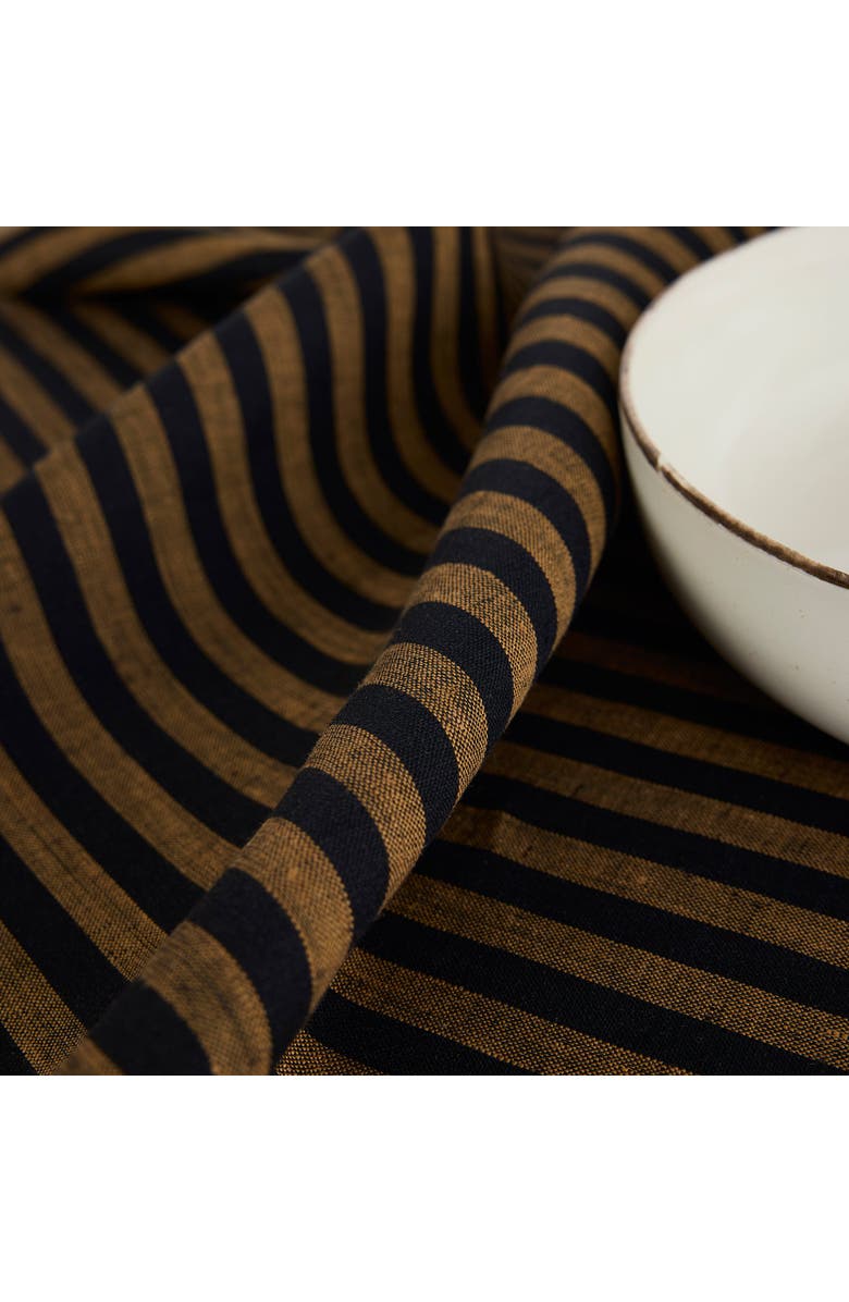 Solino Home Linen Table Throw - Amalfi Stripe, 52" x 52", 52" x 52", Alternate, color, Brown Sugar And Black