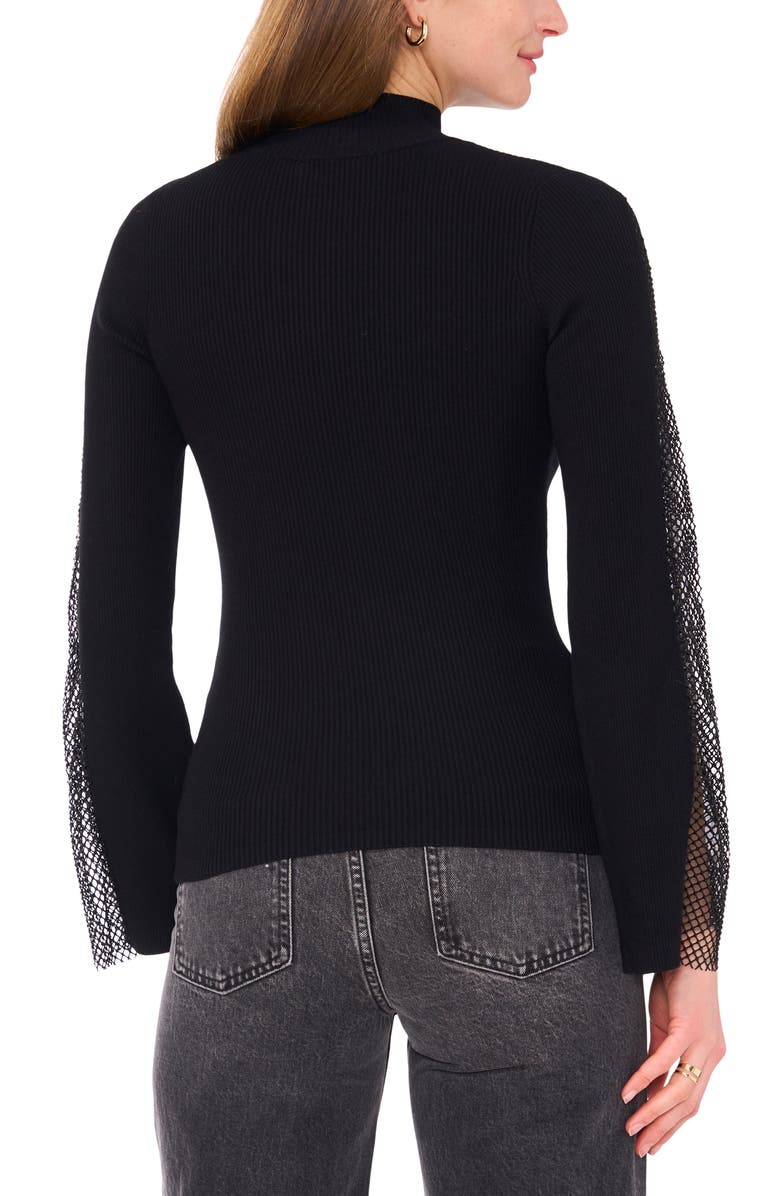 Vince Camuto Rhinestone Rib Mock Neck Knit Top, Alternate, color,