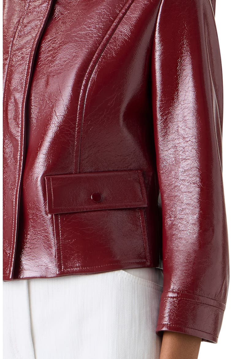 Shiny Crinkle Faux Leather Jacket, Alternate, color, POMEGRANATE