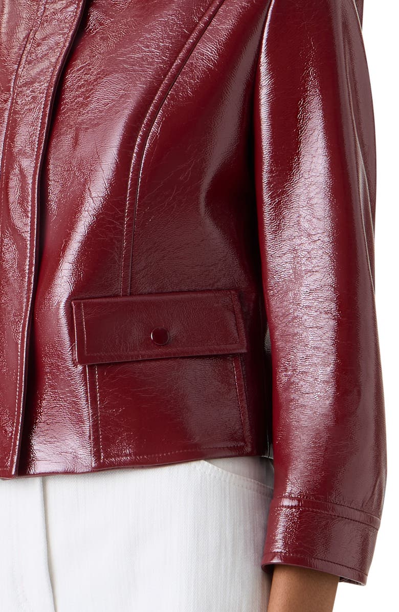 Akris punto Shiny Crinkle Faux Leather Jacket, Alternate, color, Pomegranate