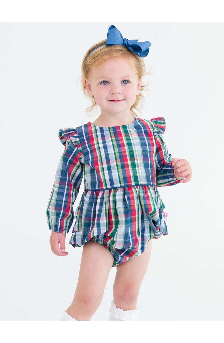 RuffleButts Baby Toddler Girls Woven Flutter Bubble Romper, Alternate, color,