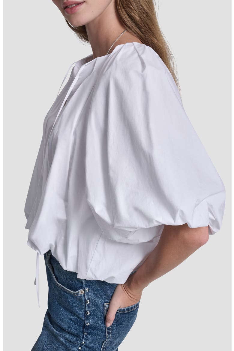 Cotton Half Sleeve Bubble Top, Alternate, color, WHITE
