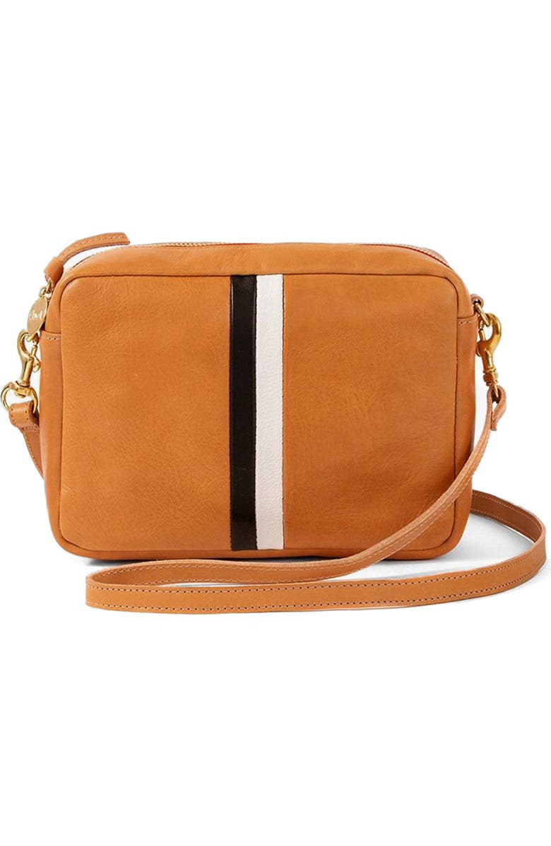 Clare V. Midi Sac Leather Crossbody Bag, Main, color, Rustic/ Black & Cream