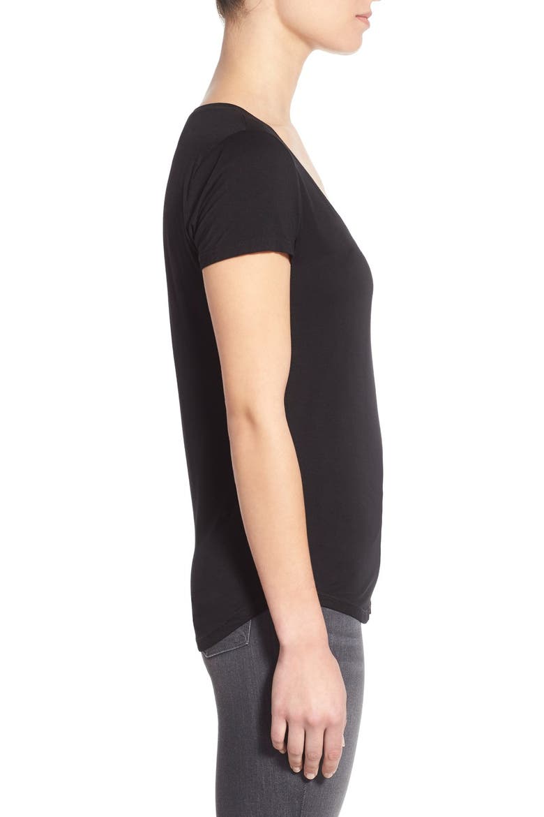 'Lynnea' V-Neck Pocket Tee, Alternate, color, BLACK