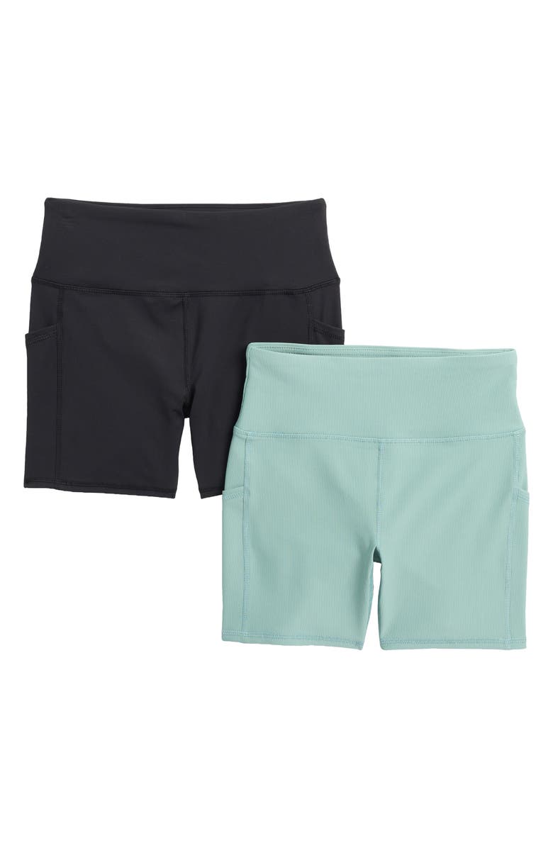 RBX 2-Pack Peached & Ribbed Pocket Bike Shorts, Main, color,