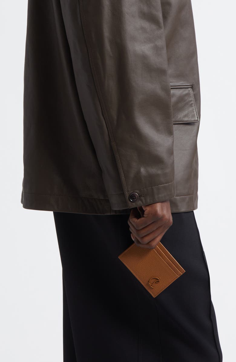 Christian Louboutin Mooncrest Grained Leather Card Case, Alternate, color, Cuoio