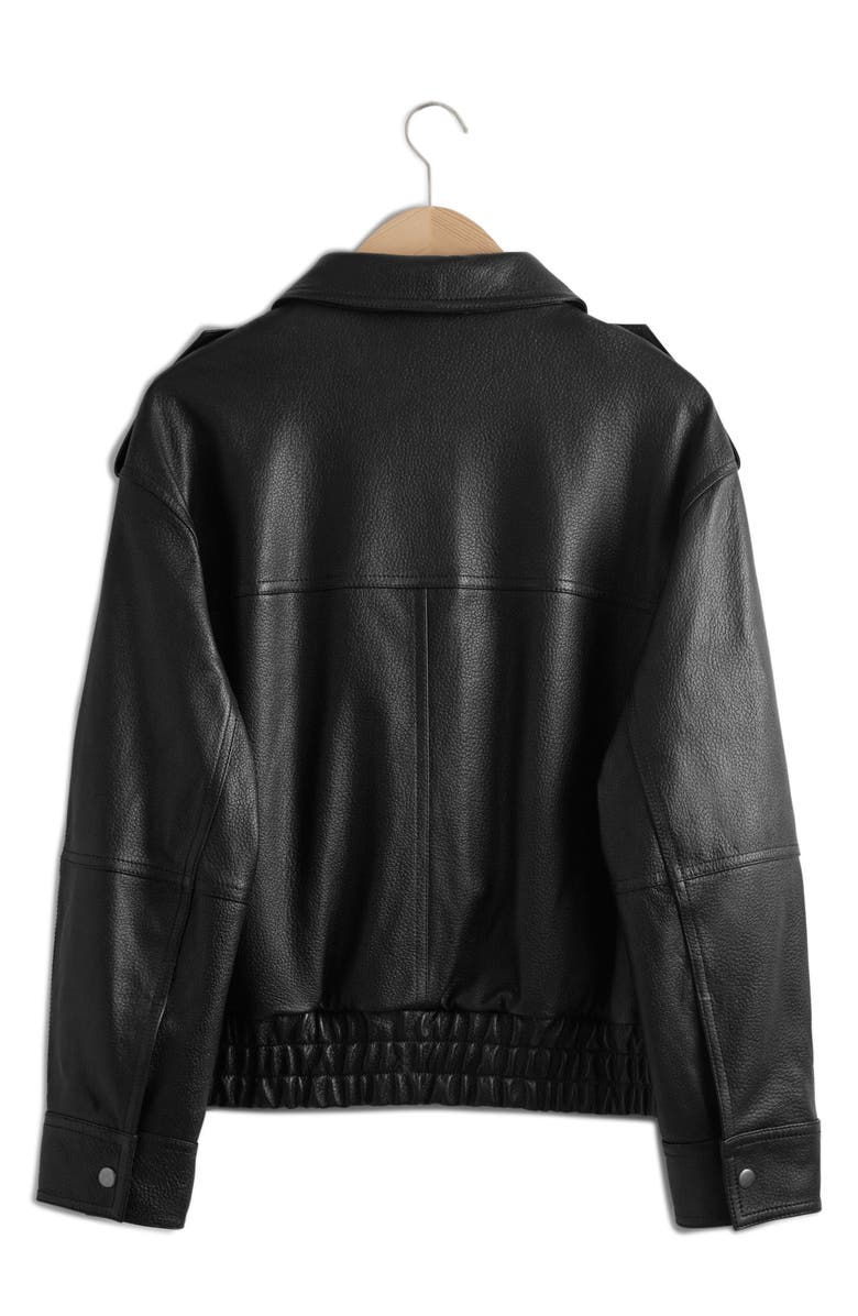 & Other Stories Leather Jacket, Alternate, color, 