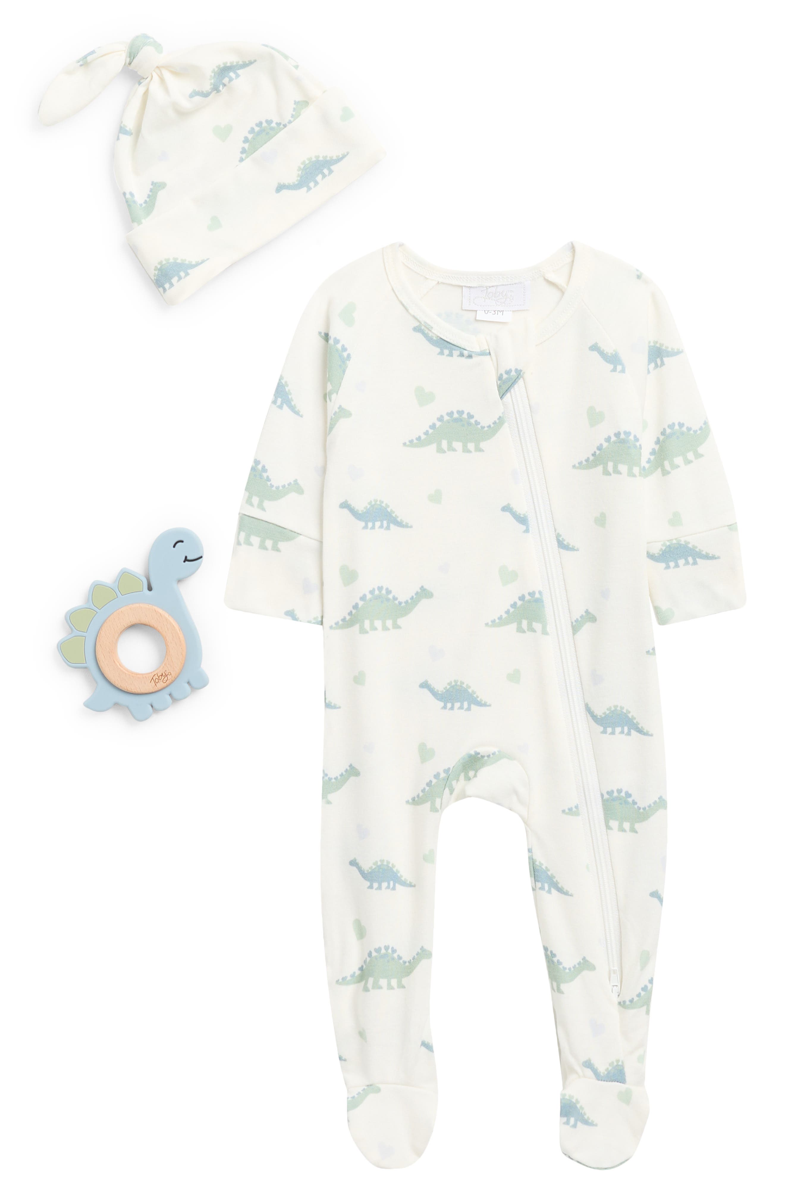 Toby Dino Family Footie, Hat & Teether Set