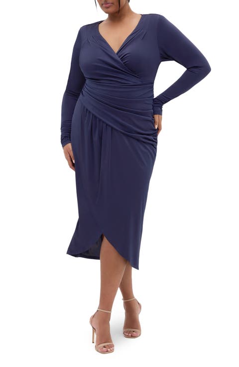 Marissa Ruched Long Sleeve Midi Dress