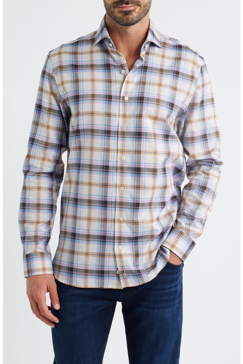 Riling Plaid Top Shelf Cotton Twill Button-Up Shirt, Main, color, LIGHT GRAY