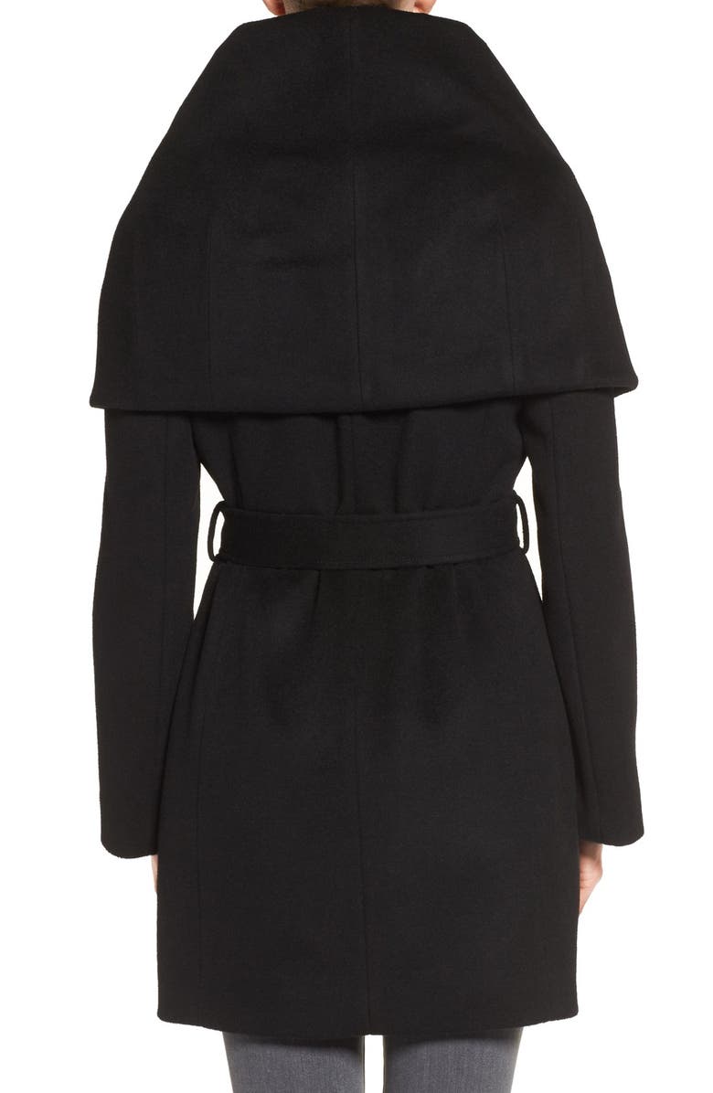 Tahari T Tahari Wool Blend Belted Wrap Coat, Alternate, color,