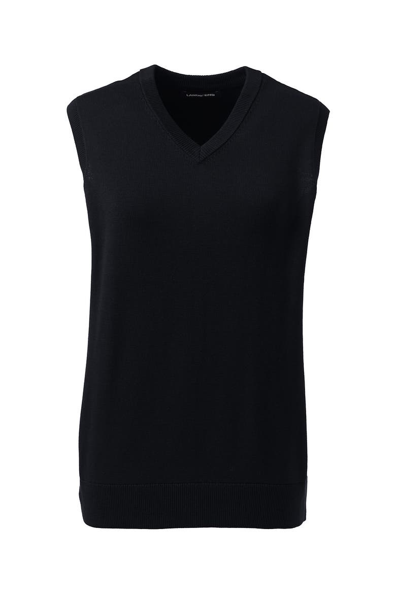 School Uniform  Cotton Modal Fine Gauge Sweater Vest, Alternate, color, Black