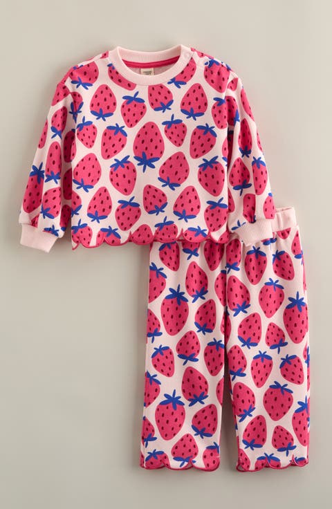 Scallop Hem Cotton Blend Top & Pants Set (Baby)