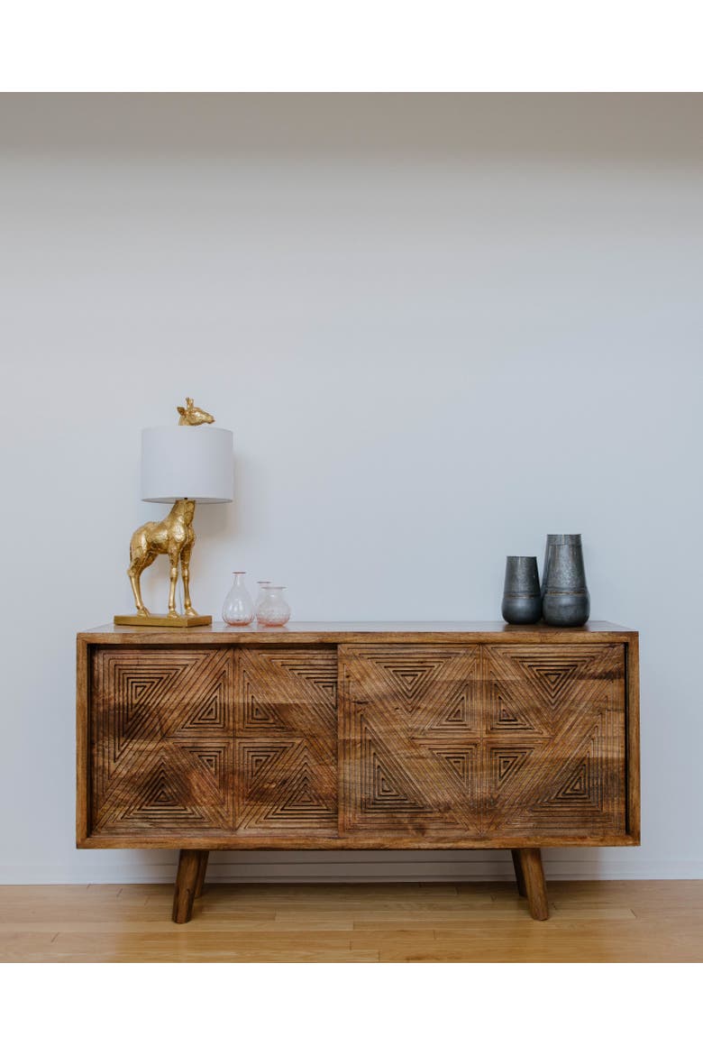 Resin Giraffe Table Lamp with Linen Shade, Distressed Gold, Alternate, color, Gold